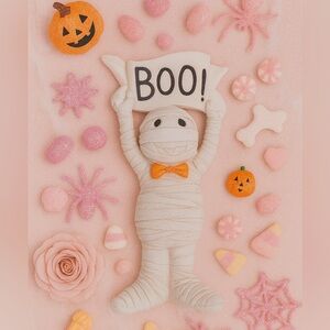 Baby Marvin the Mummy Halloween Resin Decor Boo Sign 16” NWT